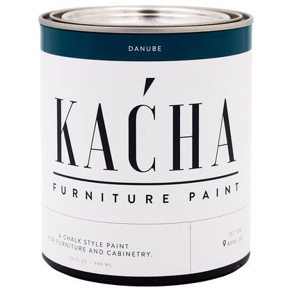 Furniture Paint | Green Chalk Style Paint for Furniture, Cabinets, and Crafts | Quart - 32 oz | Danube | Low VOC |