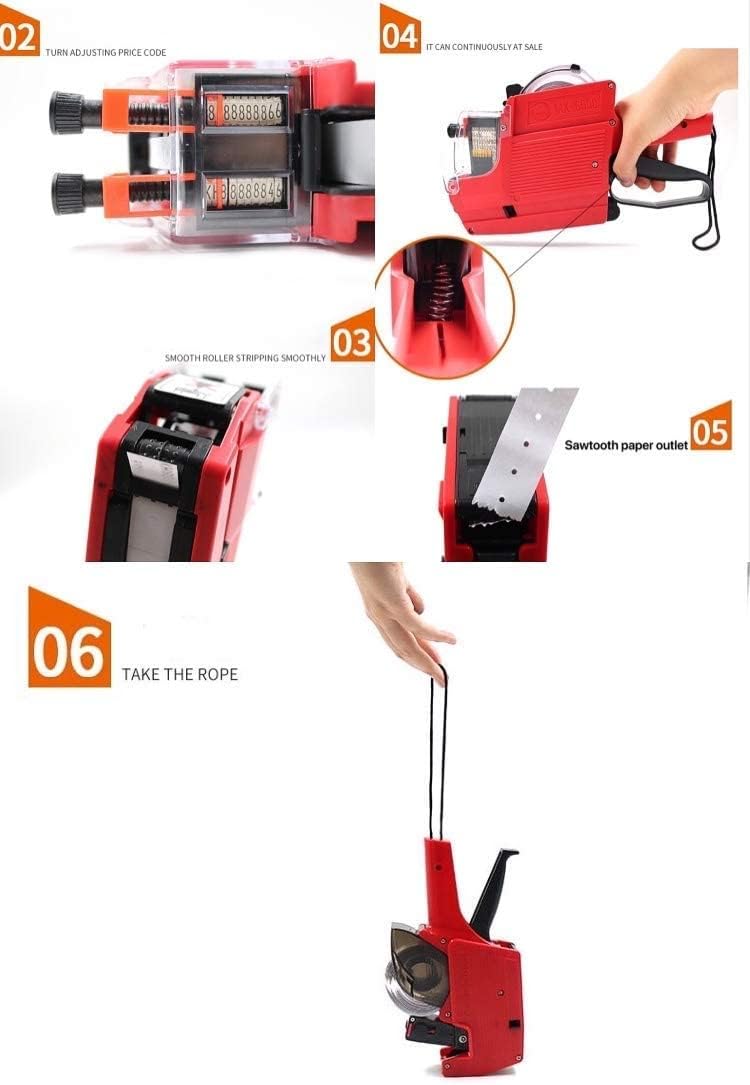 JIAYING MX-6600 10 Digits 2 Lines Price tag Gun Labeler with 3 Rolls Double Line Price Label Paper for Office, Retail