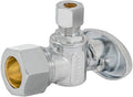 1/4 Inch OD x 5/8 Inch OD (1/2 Inch Nom.) Quarter Turn Angle Stop Valve, Brass Plumbing Fitting, Chrome, 10737LF