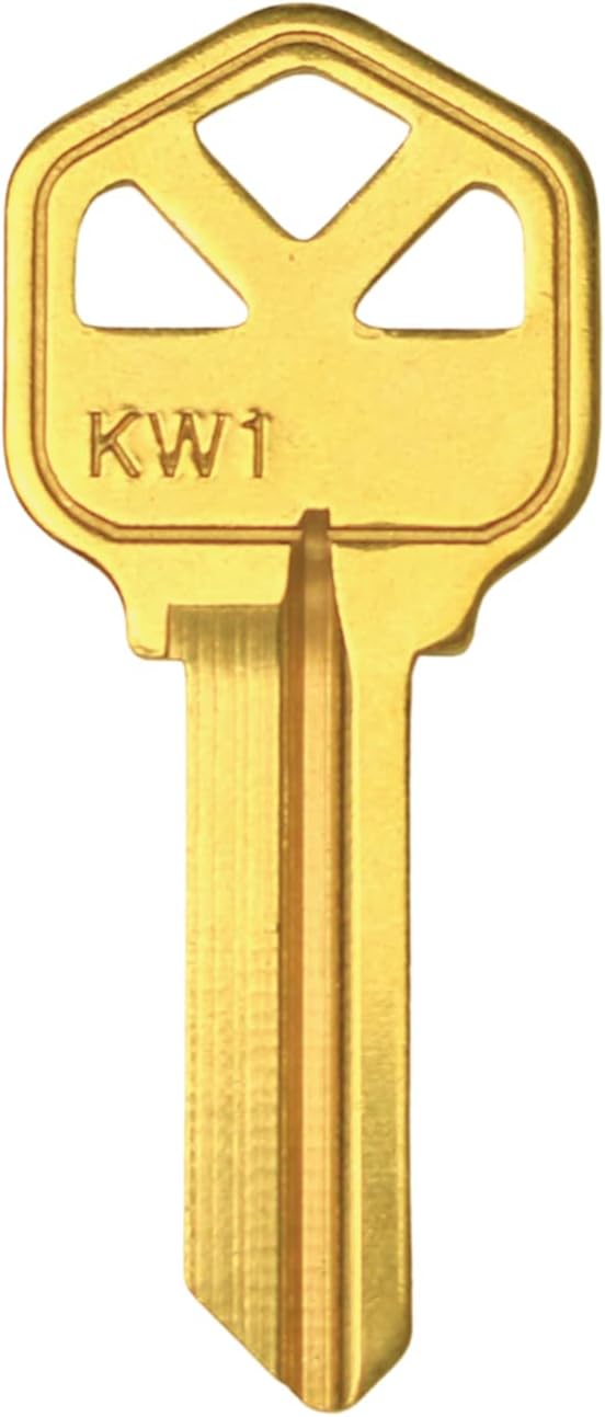 Brass Finish Key Blanks, KW1 Uncut Blank Keys, Pack of 50 Keys | KW1 Master Key, Premium Brass Blank Key for Home and