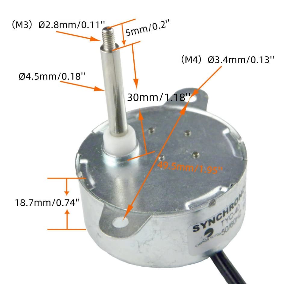CHANCS TYC40 Small Synchronous Motor 12V 5RPM AC Shaft 35mm for for Fiber Optic Christmas Ornamen (2PCS)