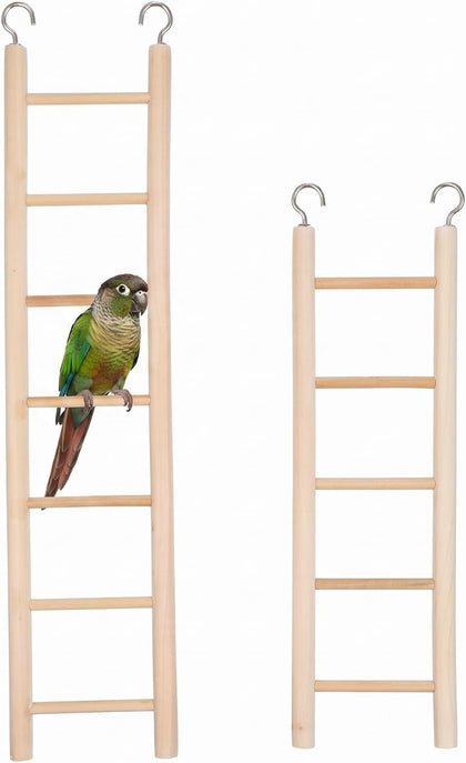 Bird Ladder for Bird Cage 2 Pack Wooden Birds Toys Cage Accessories for Parakeets Parrots Cockatoo (5 Step & 7 Step)