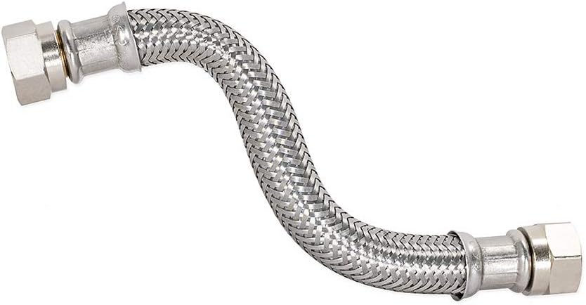 48141 Braided Stainless Steel Faucet Connector with 3/8 inch Comp Connection, 6 inch