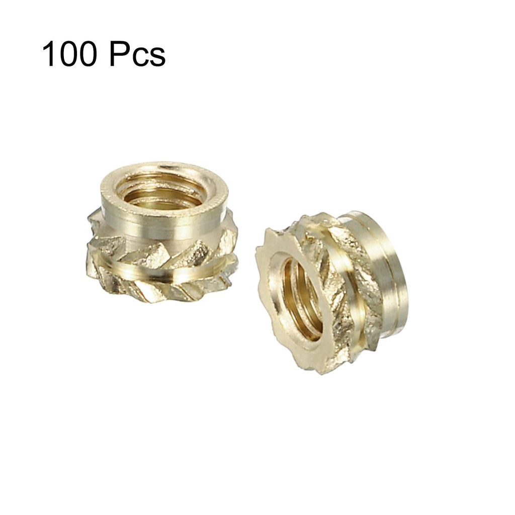 uxcell Knurled Insert Nuts, 100pcs M3 x 3mm L x 5mm OD 3D Printing Brass Nuts Female Threaded Inserts Brass Heat Set Insert Embedment Nuts