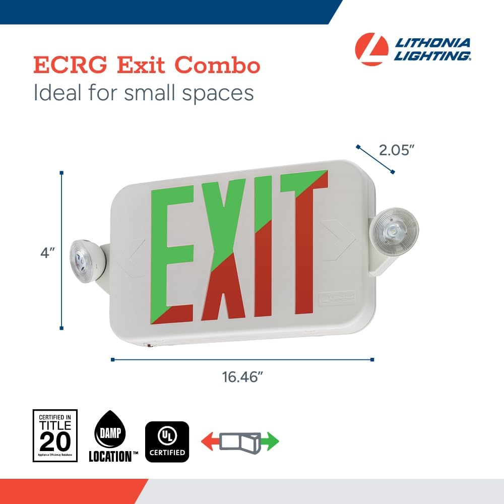 Basics LED Exit Sign and Emergency Light Combo, White