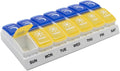 Weekly (7-Day) AM/PM Pill Organizer, Daily Vitamin Container and Medicine Box, Large Pop-Out Compartments, Designed