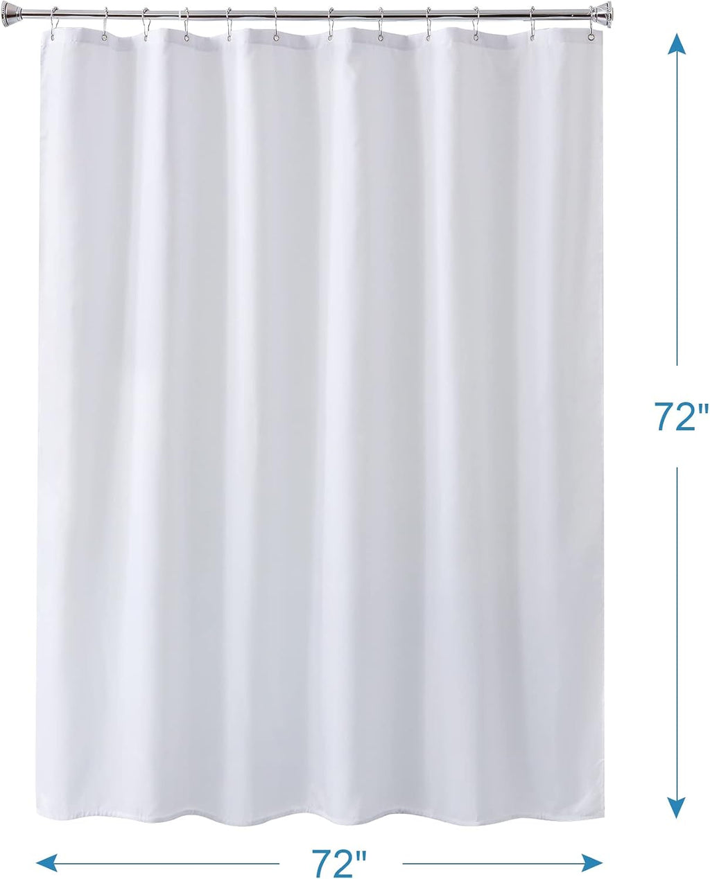 White Shower Liner Cloth Waterproof, White Shower Curtain Liner Fabric with Weighted Stones, Washable Shower Curtain