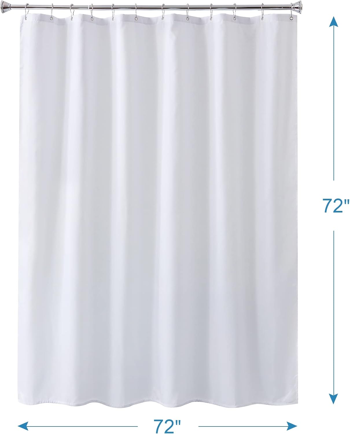 White Shower Liner Cloth Waterproof, White Shower Curtain Liner Fabric with Weighted Stones, Washable Shower Curtain