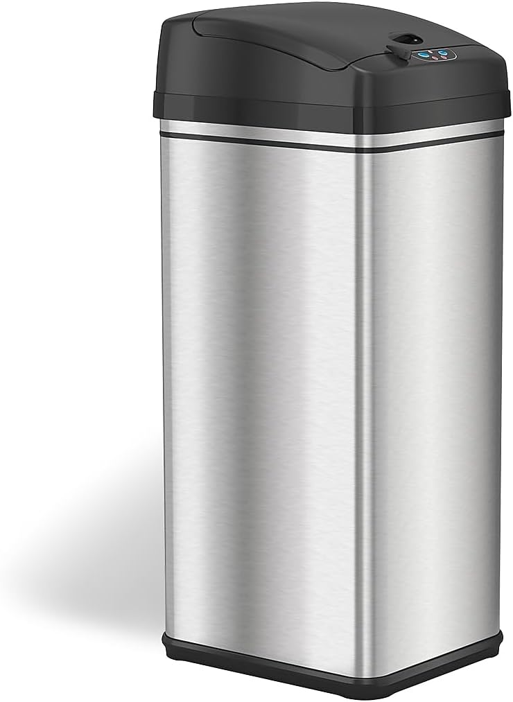 13 Gallon Sensor Trash Can with Lid, Pet Lock & Odor Filter, Patented Automatic 50L Stainless Steel Kitchen Garbage
