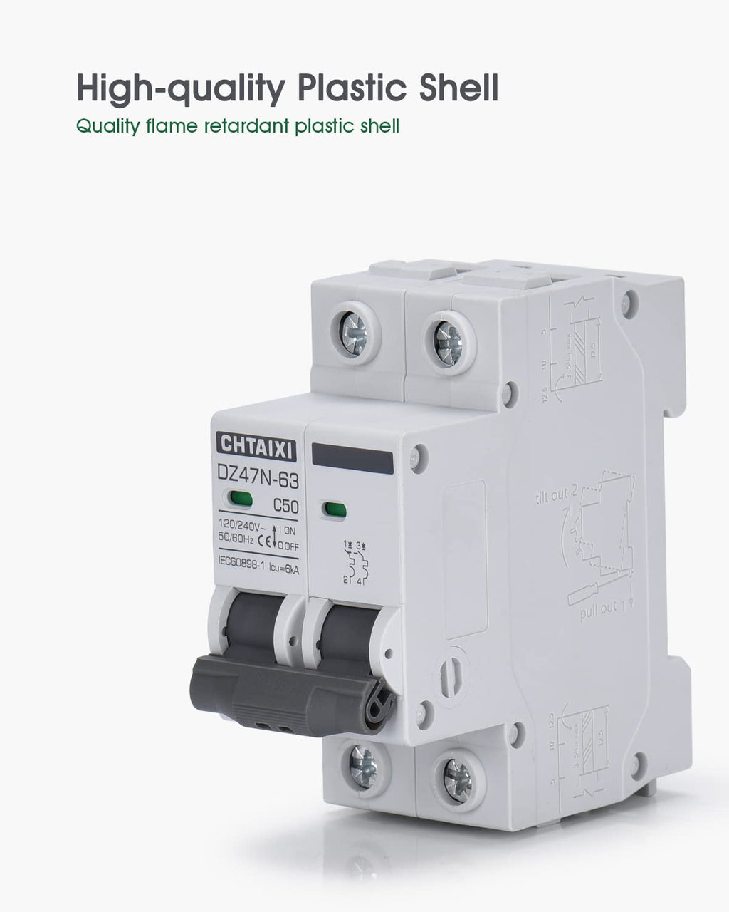 AC Miniature Circuit Breaker, 50 Amp 120V/240V 2 Pole