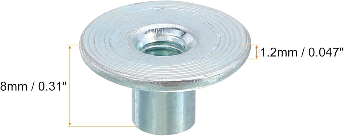 uxcell M4 T-Nuts, 24pcs Carbon Steel Tee Nut Round Base Weld Nuts
