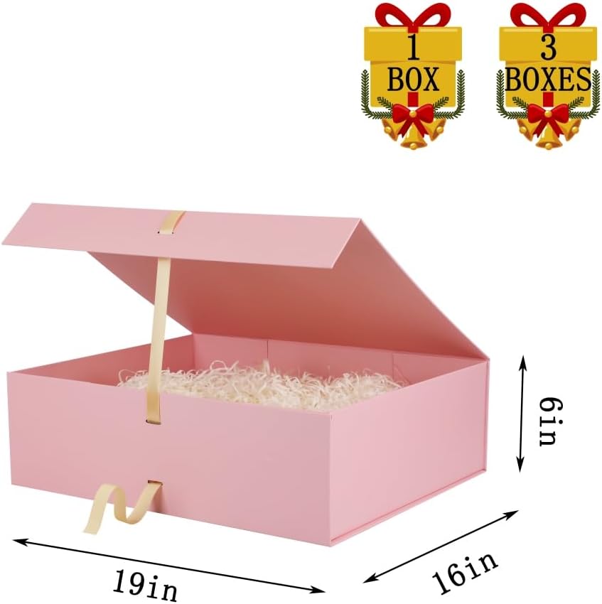 Pink Extra Large Gift Box 19x16x6 Inch Extra Large Gift Boxes with Lids