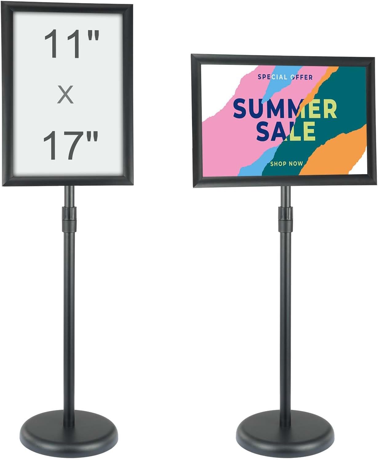 Pedestal Sign Holder, 11 x 17 Inch Vertical and Horizontal Adjustable Poster Stand, Heavy-Duty Floor Standing Sign