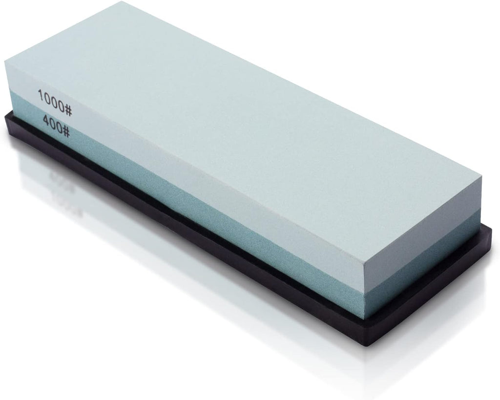 Knife Sharpening Stone 400/1000 Whetstone Sharpening Stone with Non-Slip Rubber Base for Kitchen, Hunting, and Pocket