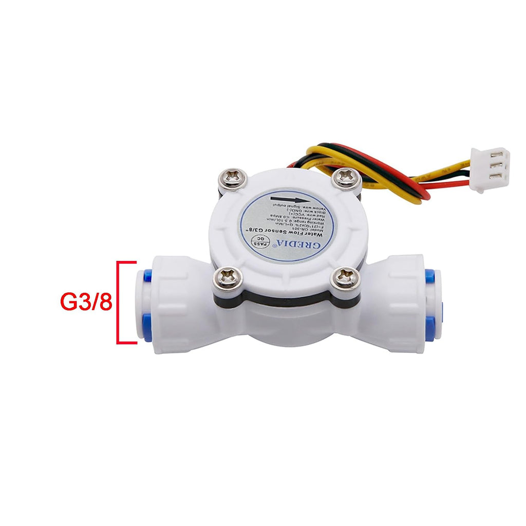 3/8" Quick Connect Water Flow Sensor Food-Grade Switch Hall Effect Flowmeter Fluid Meter Counter 0.3-10L/min