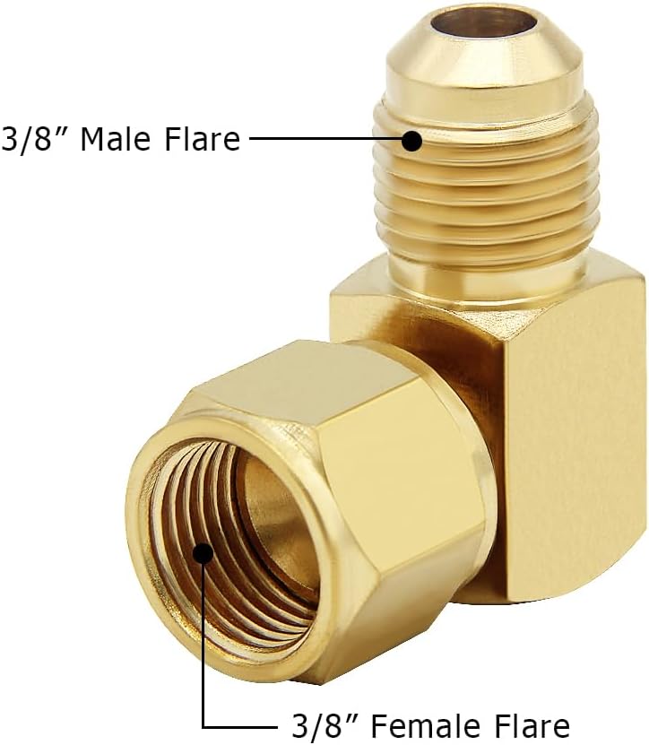Hooshing 2PCS 90° Elbow Flare Swivel Fitting 3/8" Female to Male Connector
