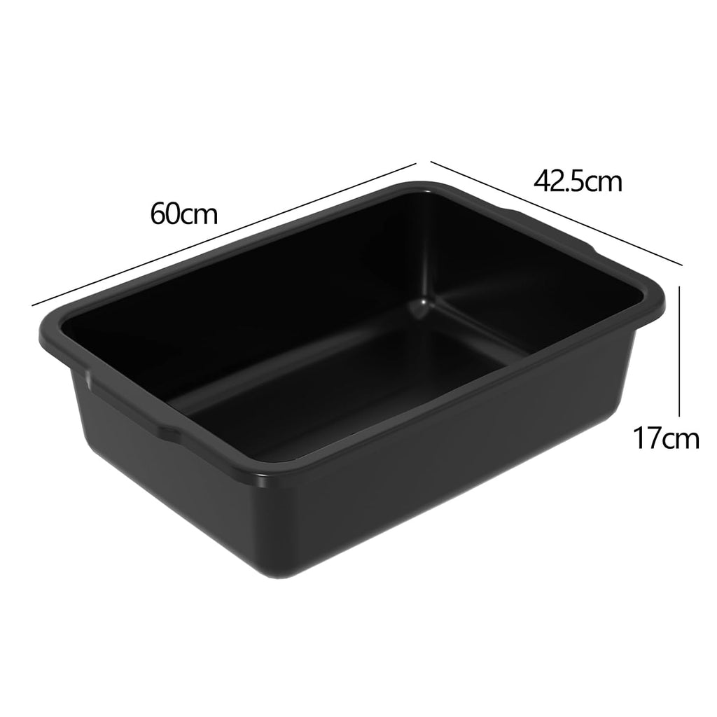 4-Pack 35 L Black Plastic Bus Tub/Bus Box, Large Wash Basin Dish Tub | Dish Bus Box for Restaurants and Kitchens