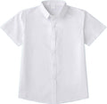 Boys Short Sleeve Dress Shirts Formal Uniform Oxford Button Down Shirt Girls School Blouses Cotton Casual Tops Summer