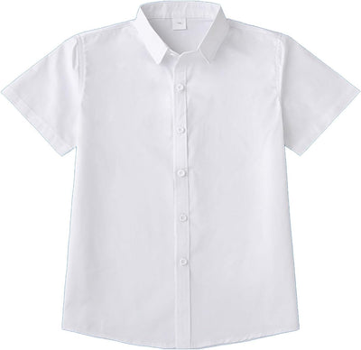 Boys Short Sleeve Dress Shirts Formal Uniform Oxford Button Down Shirt Girls School Blouses Cotton Casual Tops Summer