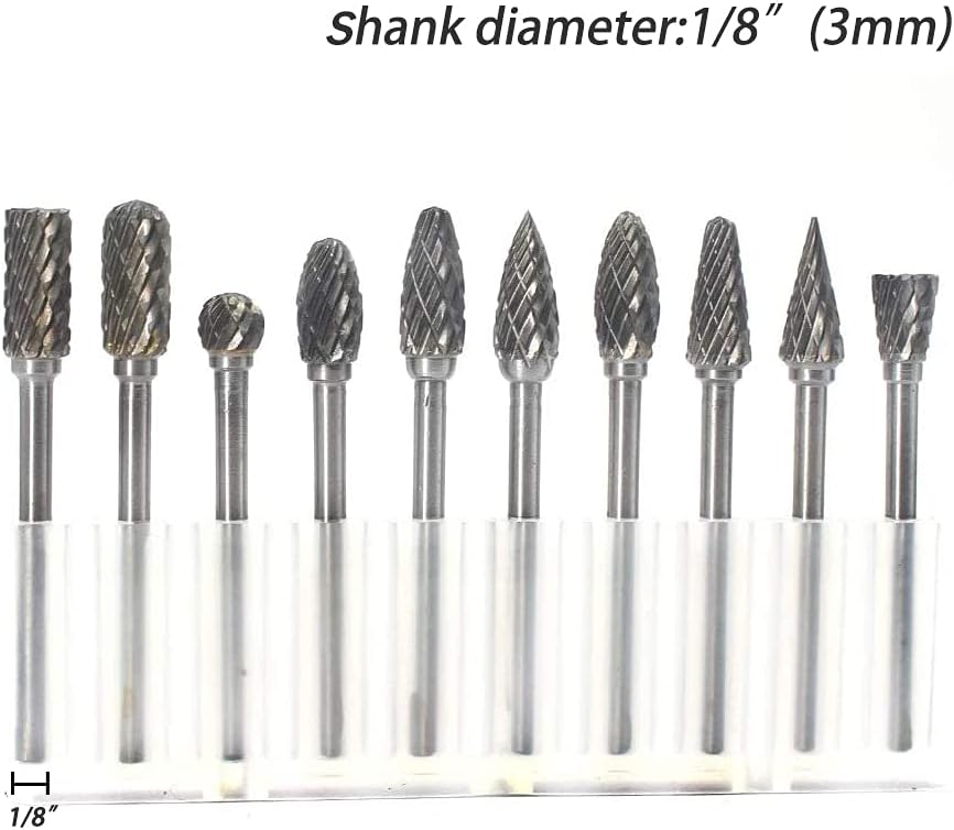 Carbide Burr Set - 10pcs Double Cut Solid Carbide Rotary Burrs