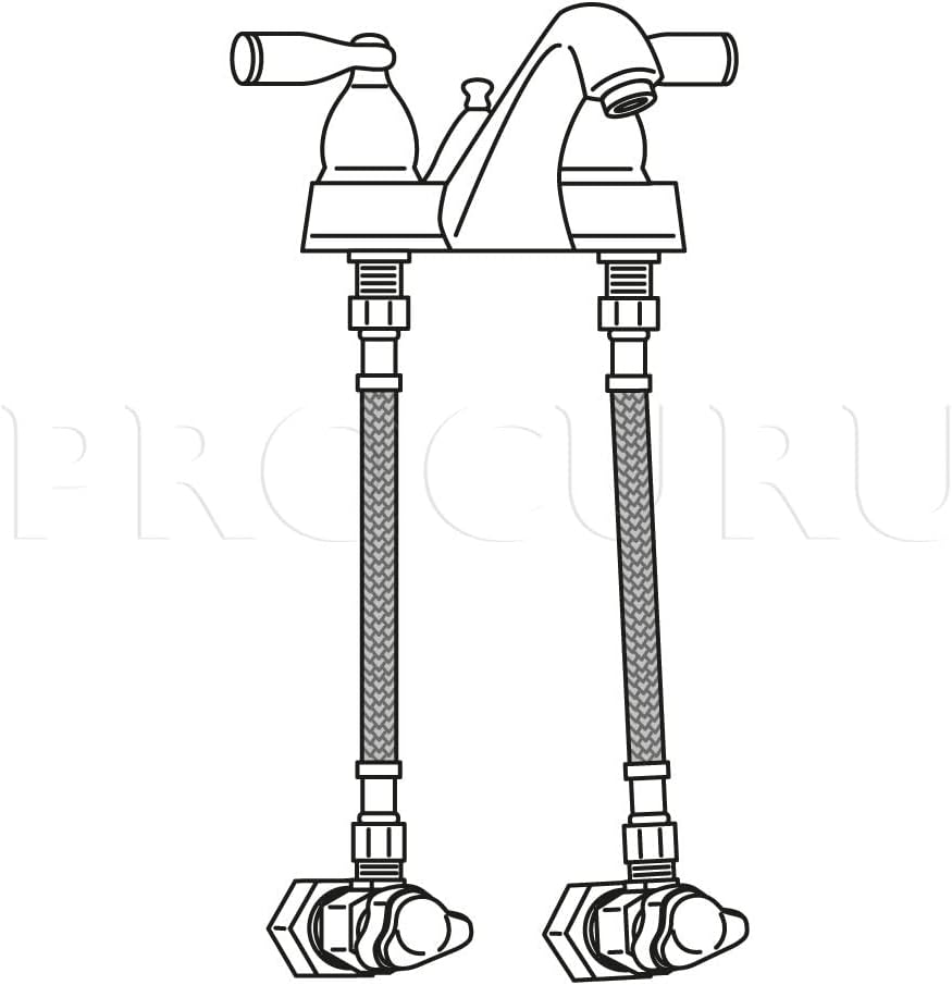 [2-Pack] PROCURU 16-Inch (1.3Ft) x 3/8" Comp x 1/2" FIP Faucet Hose Connector, Stainless Steel Braided Supply Line