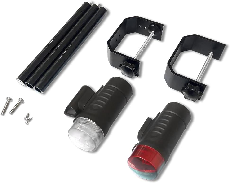 Portable Boat Navigation Lights Battery Powered Boat Lights (Black)