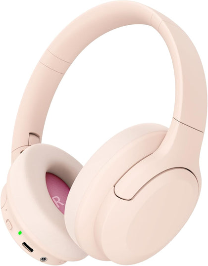 Active Noise Cancelling Headphones, Over-Ear Headphones Pink | Wireless Blutooth Headphones with100H Playtime