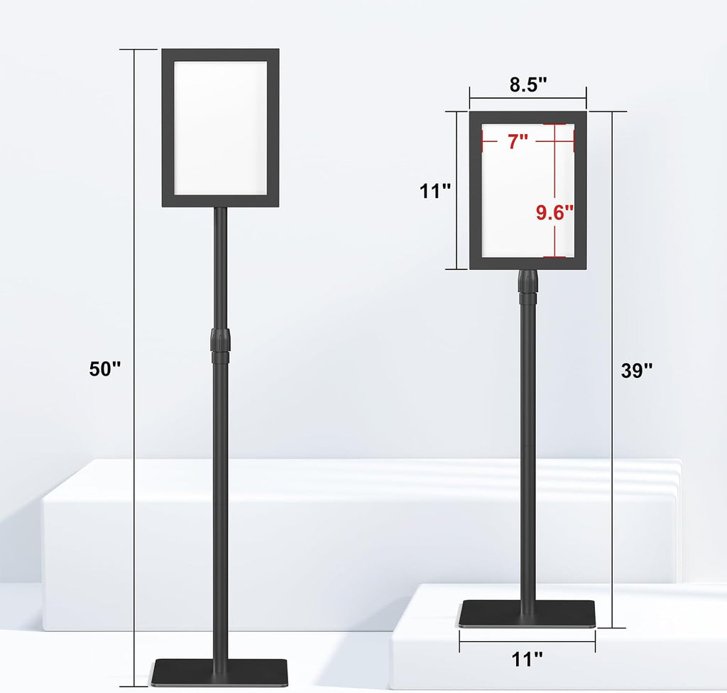 Adjustable Outdoor Sign Holder Stand for Display - Floor Sign Stand with Base for Business Retail Events 8.5x11 inches
