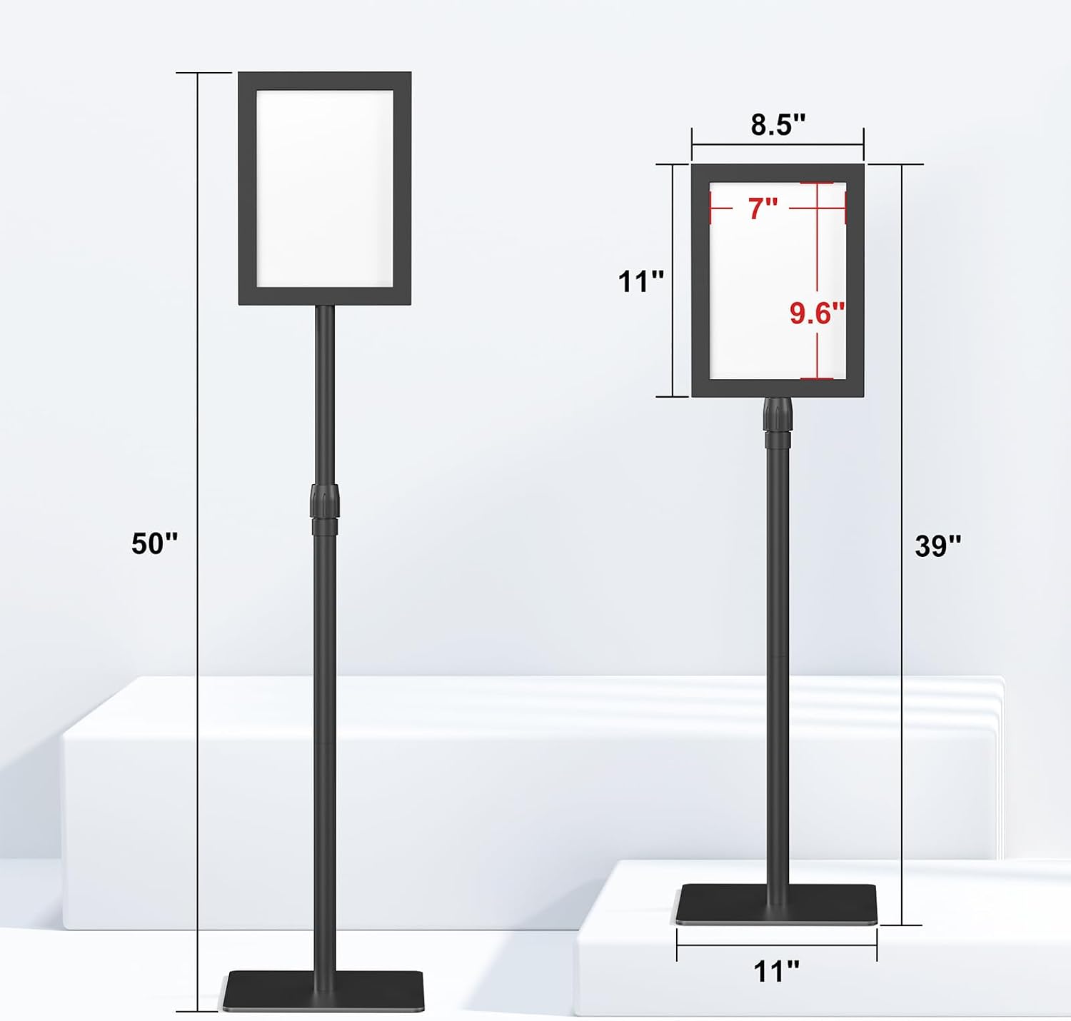 Adjustable Outdoor Sign Holder Stand for Display - Floor Sign Stand with Base for Business Retail Events 8.5x11 inches