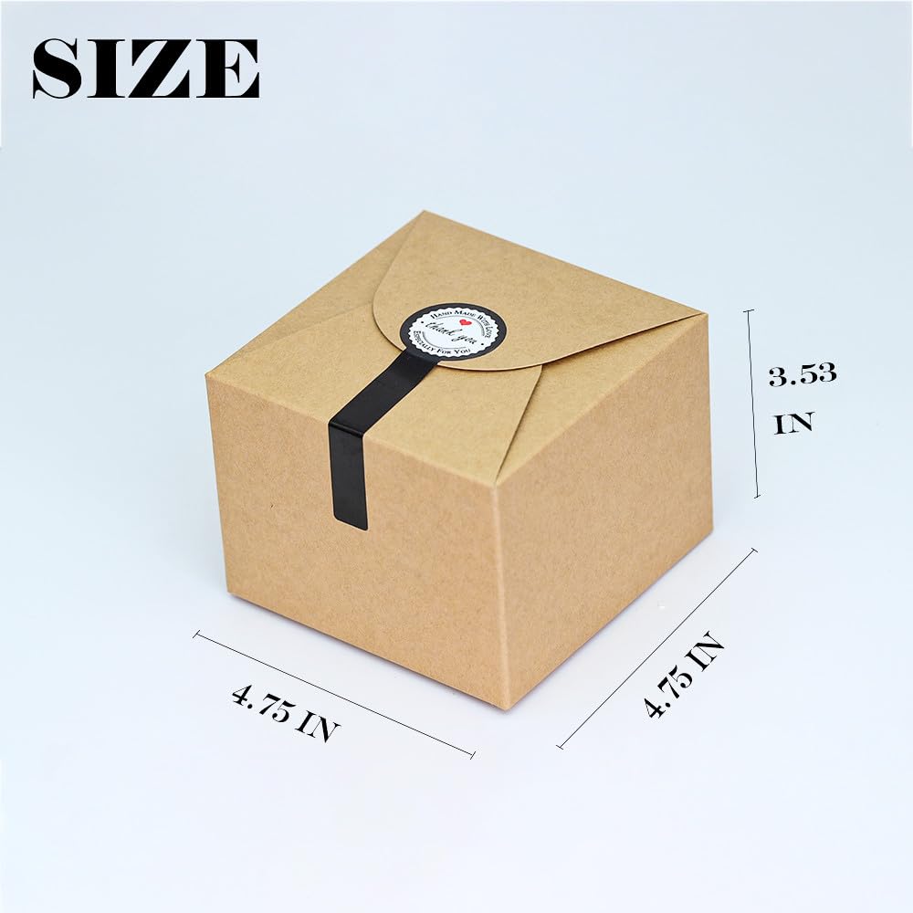 Small Brown Gift Boxes with Stickers, 10 Pack, 4.75 Inch