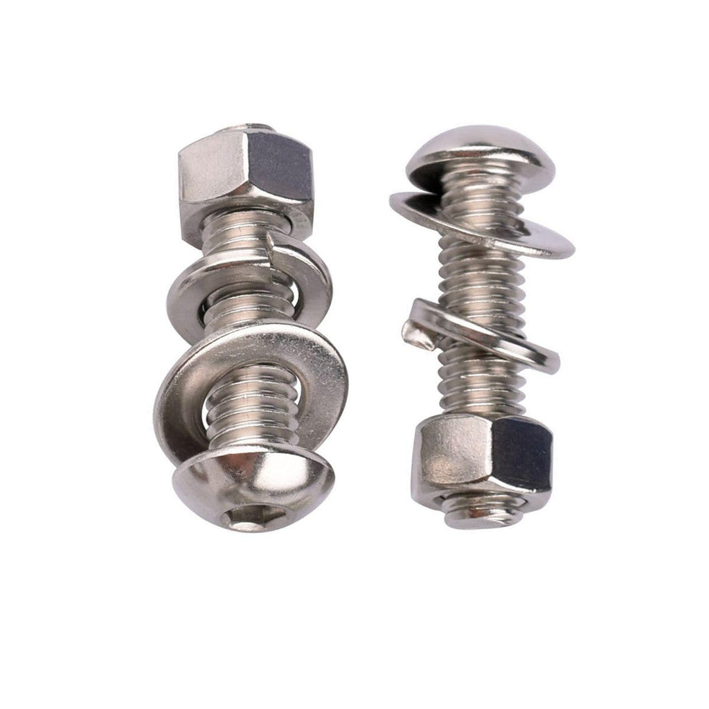 8 Sets 3/8-16 x 1-1/2" Button Head Socket Cap Bolts Screws, Hex Nuts, Flat & Lock Washers, 304 Stainless Steel 18-8 Fully Machine Thread, Silver