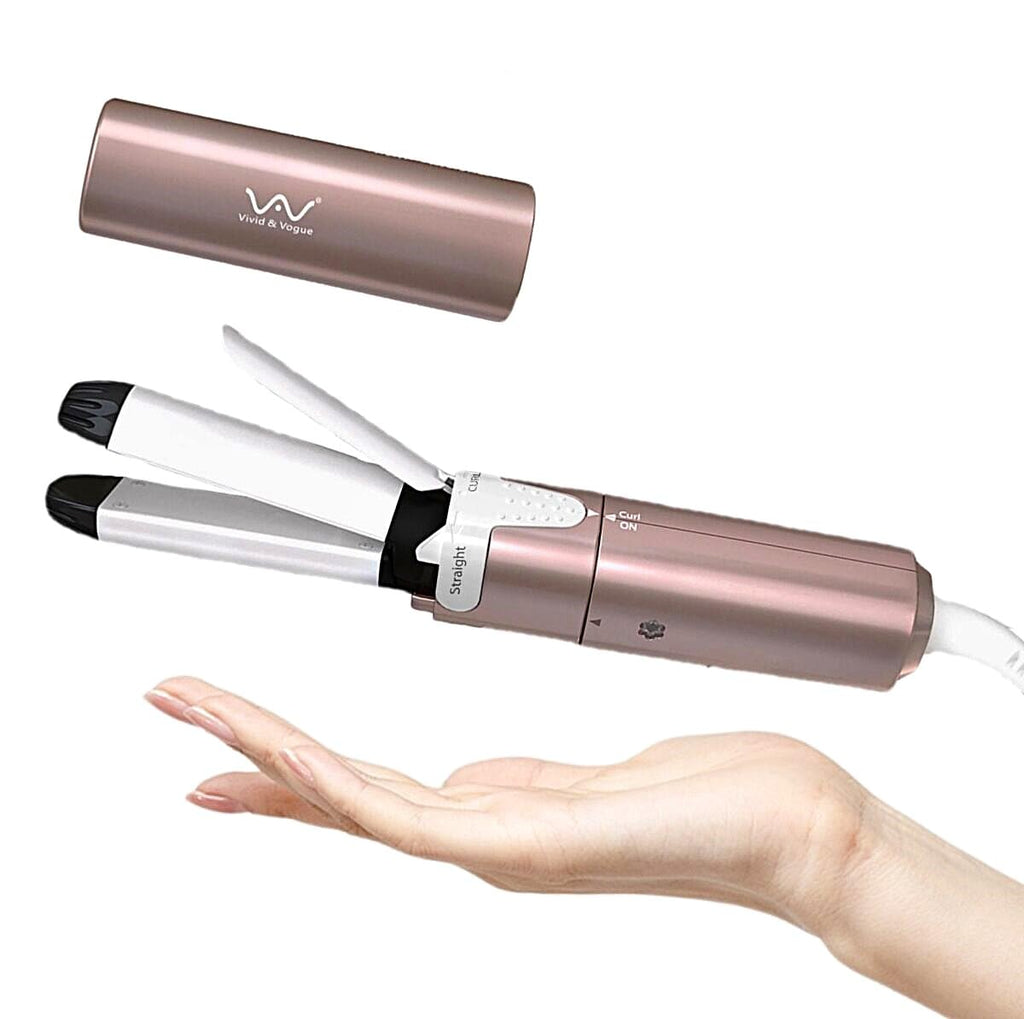 Mini 2 in 1 Curling Iron & Straightener,1 Inch Travel Iron,Dual Voltage