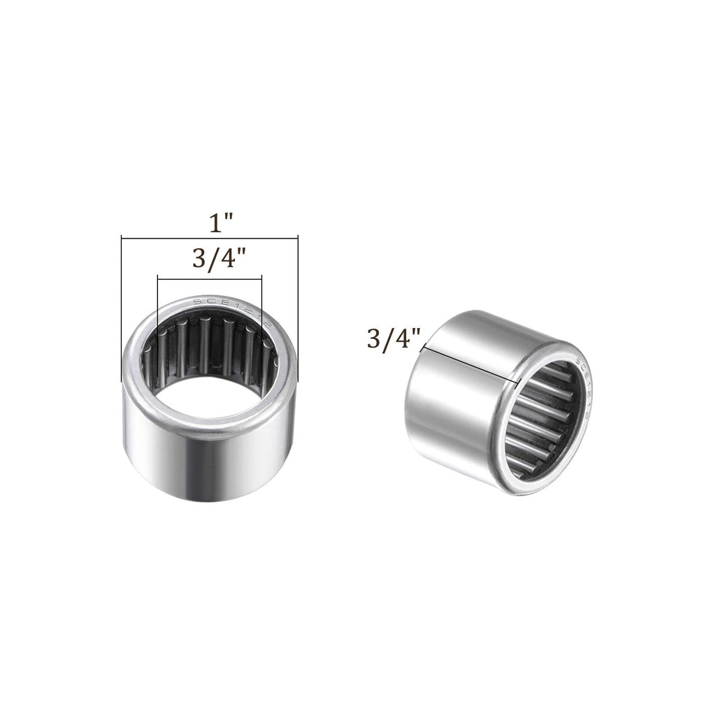 Kozelo 2pcs SCE1212 Needle Roller Bearings - [3/4" x 1" x 3/4"] Open End for Gearbox Use, Chrome Steel Rollers