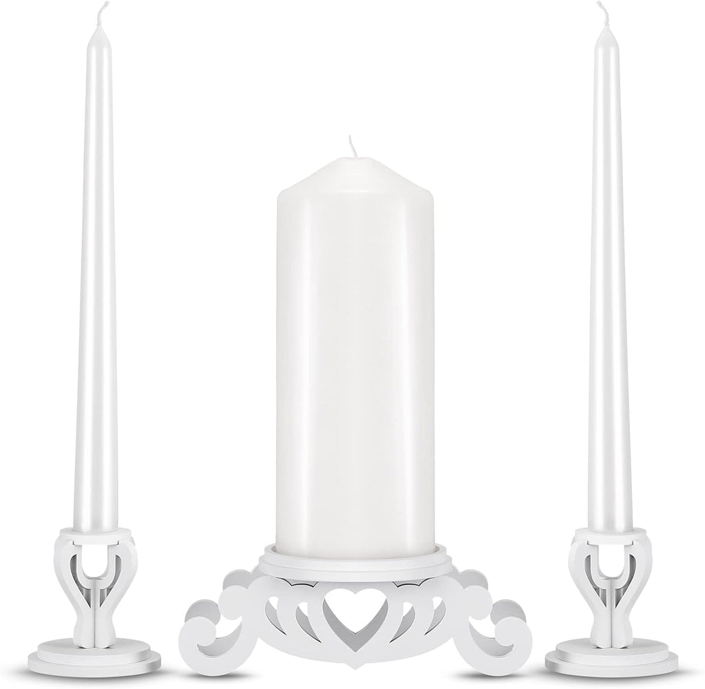 Wooden Unity Candle Holder Set, Wedding Ceremony Centerpiece Decor