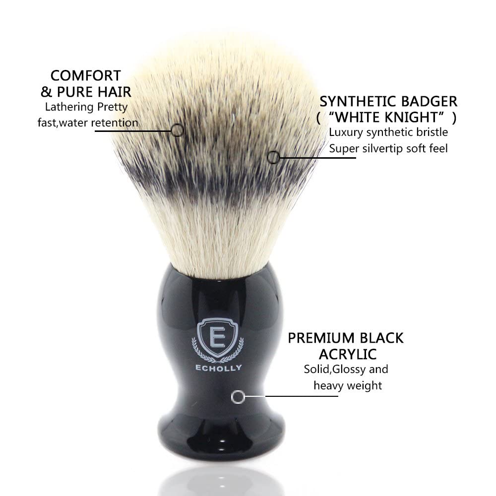 Luxury Shaving Brushes For Men by Echolly-Super Strong NO Shedding Bristle Shave Brushes for Men-Smooth Acrylic
