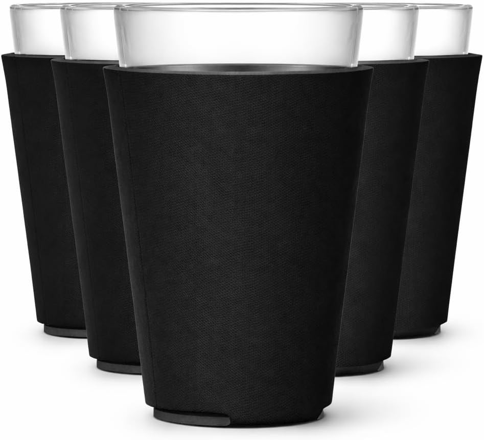 Blank Pint Glass Sleeves, Beer Coolers, 6-Pack, Black