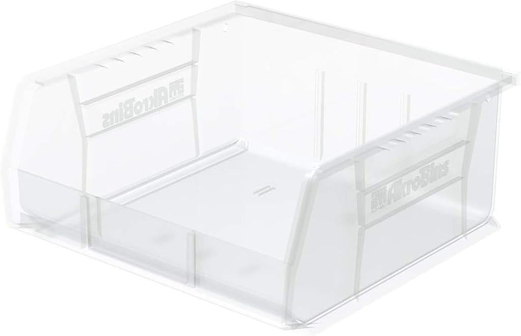 30235 AkroBins Plastic Storage Bins, 11"x11"x5", Clear, 6-Pack | Space-Saving Stackable Bins for Garage, Pantry