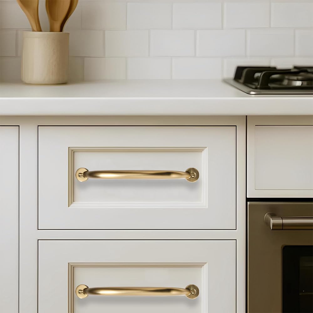 1 Pack 18 inch Hole Center Appliance Handle Pull Brushed Brass - Heavy Duty Solid Vintage Aged Drawer Hardware