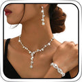 Rhinestone Jewelry Set Bridal Necklaces Clip On Earrings Set Wedding Prom Jewelry Accessories for Women