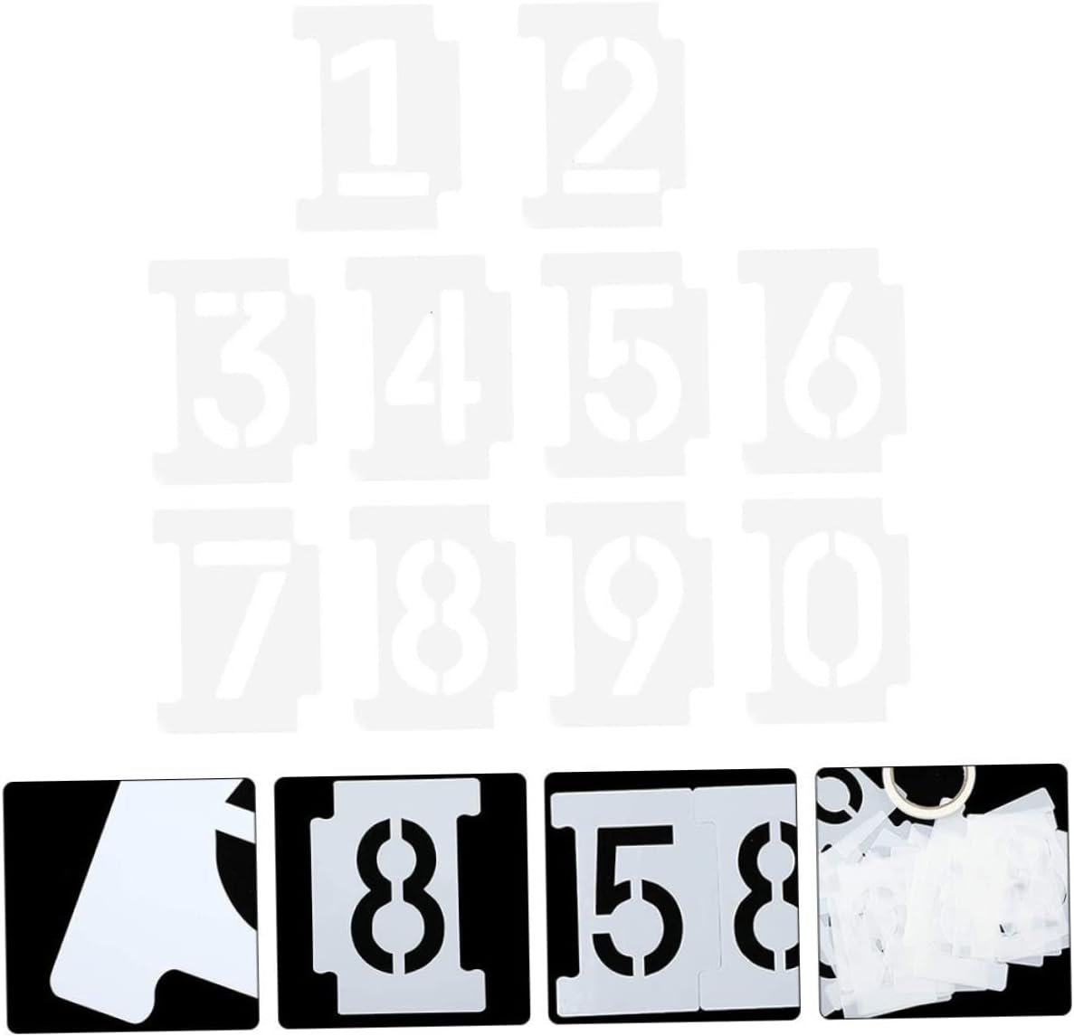 2 Sets Reusable Pet Number Stencils Curb Stencil Kit with Interlocking Design for Address Painting Durable Thick