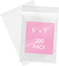 200 Pcs- 6" x 9" Reclosable Plastic Zip Poly Bags