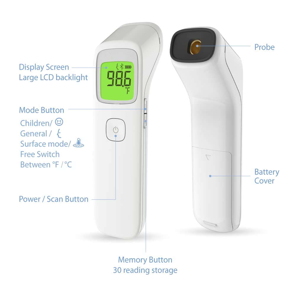 Uright Wireless Forehead Thermometer, Non-Contact Digital Thermometer for Adult, Baby and Children