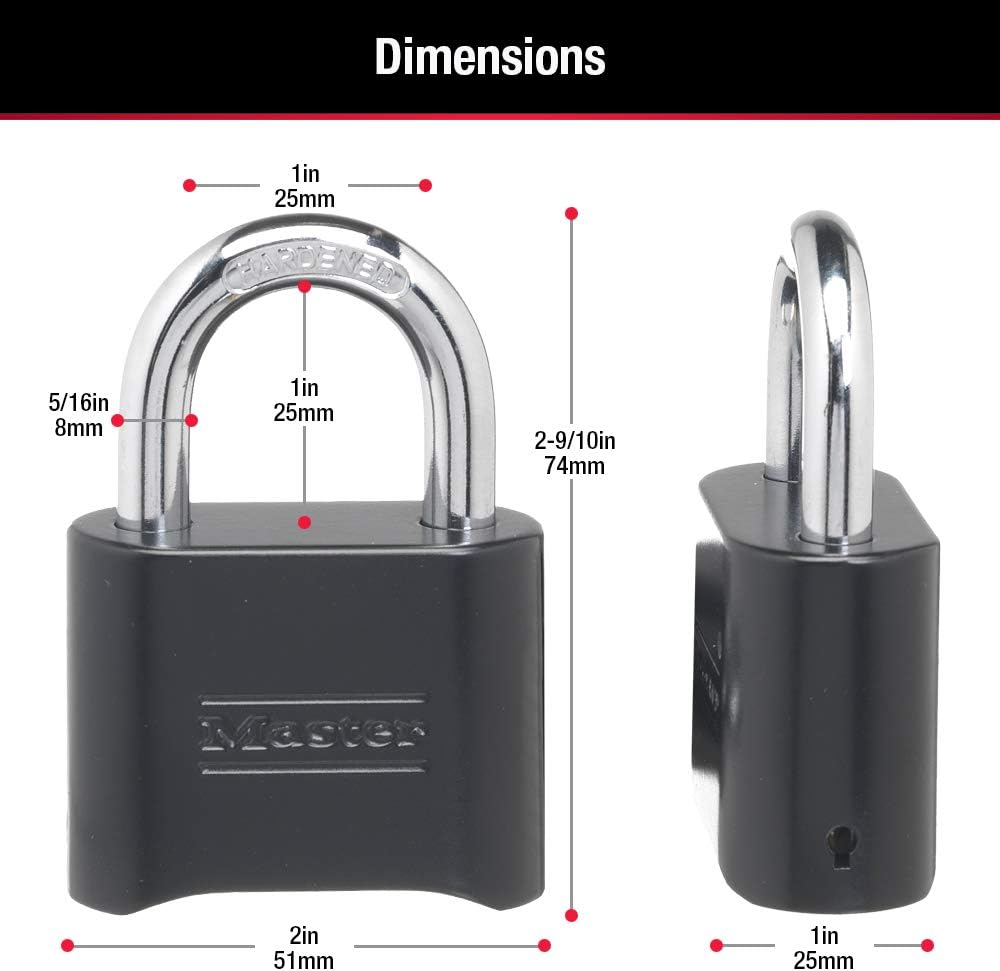 Combination Padlock Weather Resistant Lock Black 4-Pack 178EC4 | Resettable Combination Lock For Gym Lockers, Gates