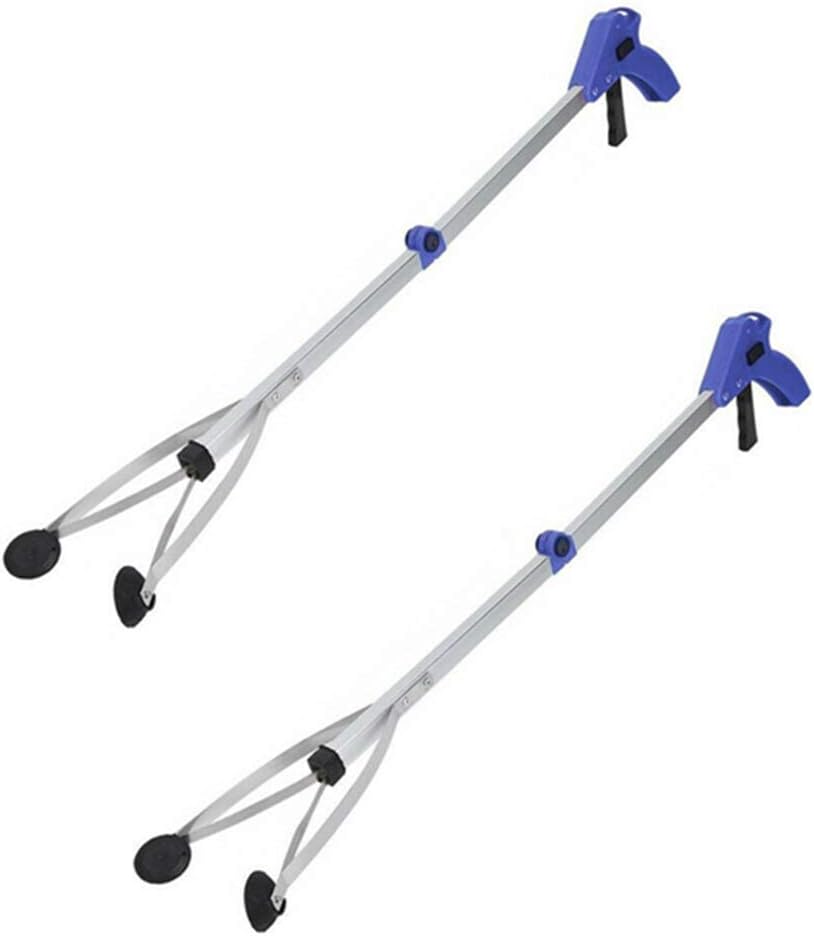 [New Version] 2 Pack Foldable Reacher Grabber Tool, Long 32" Foldable Extender Gripper Tool, Suction Cups for Precise