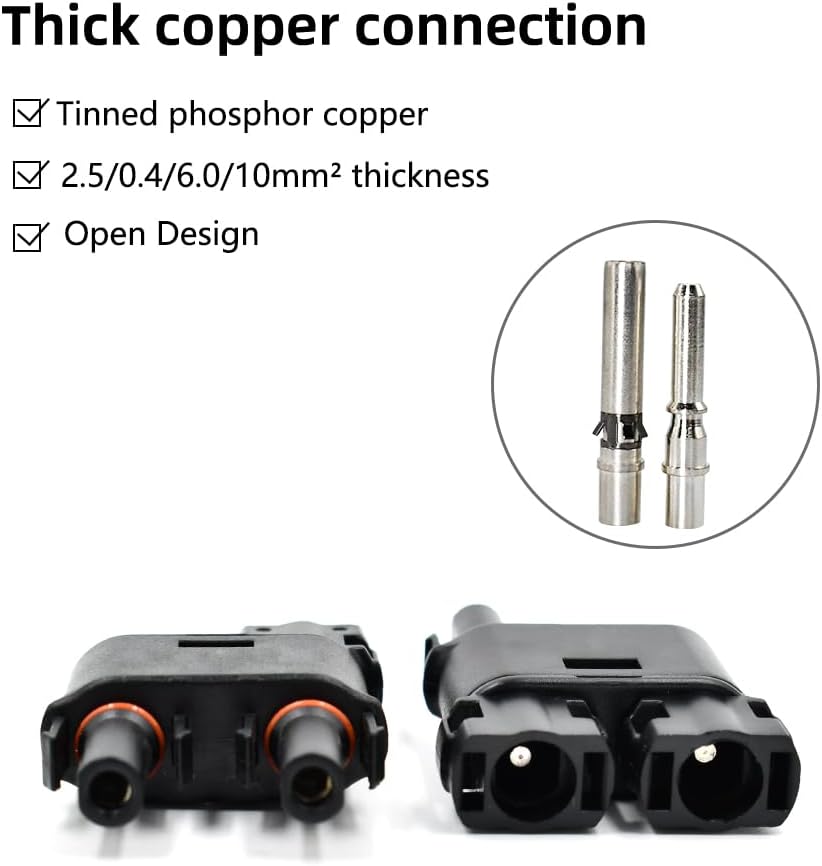 Solar Branch Connector IP68, 1500V FMM+MFF, Y Branch Adapter for Parallel Connection Between Solar Panels, 1 Pairs (2