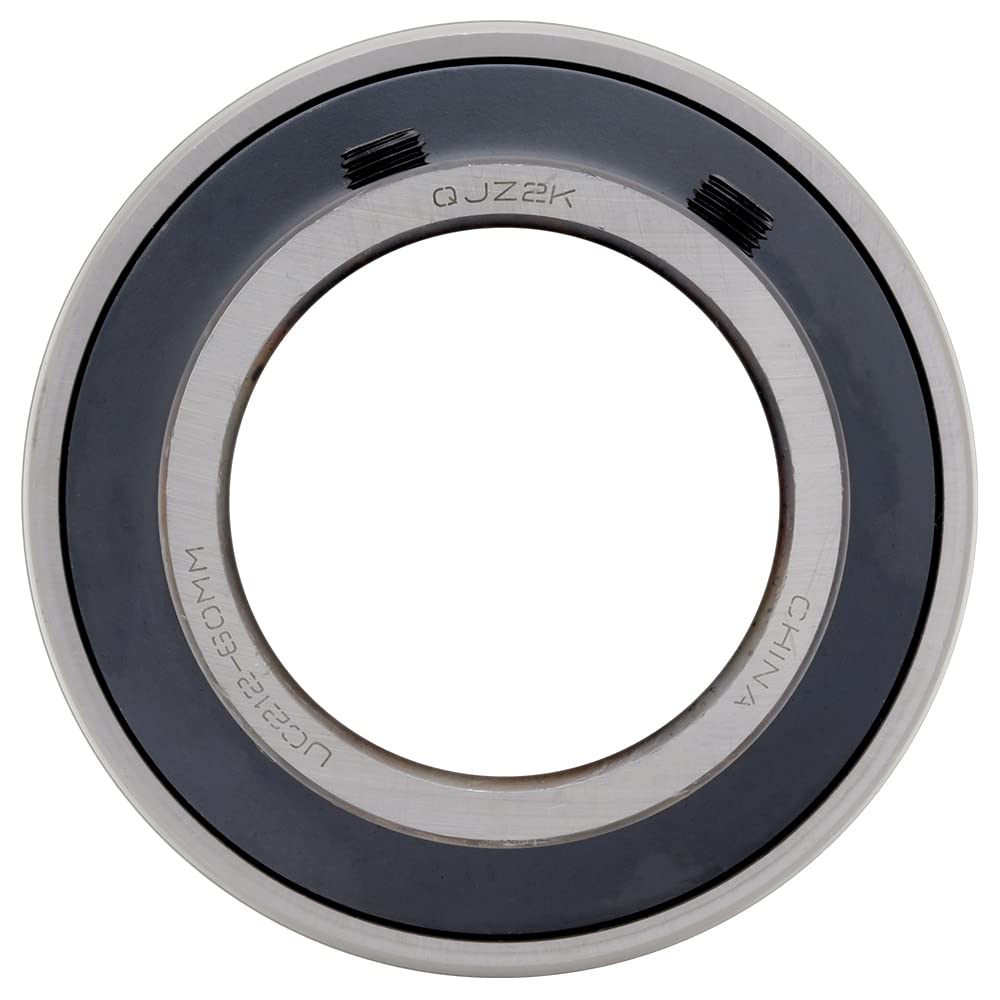 [2-Pack] UC212 - Insert Bearing - 2.362 in Bore - 4.331 in Outer Diameter - 2.563 in Width - 1.063 in Outer Ring Width, Set Screw Locking Collar, Double Sealing, Relubricable