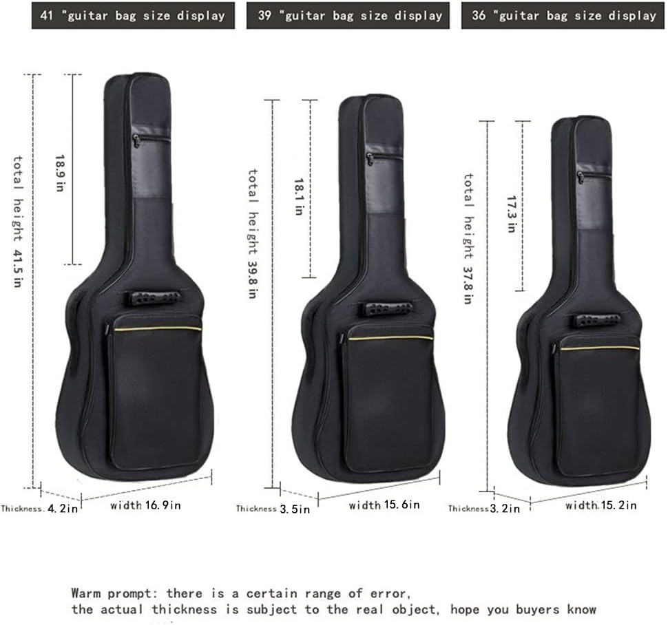 36 Inch Acoustic Guitar Gig Bag Waterproof Dual Adjustable Shoulder Strap 5mm Padding Backpack with Accessories -For