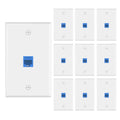 VCE CAT6 Ethernet Wall Plate (UL Listed) Blue 10-Pack