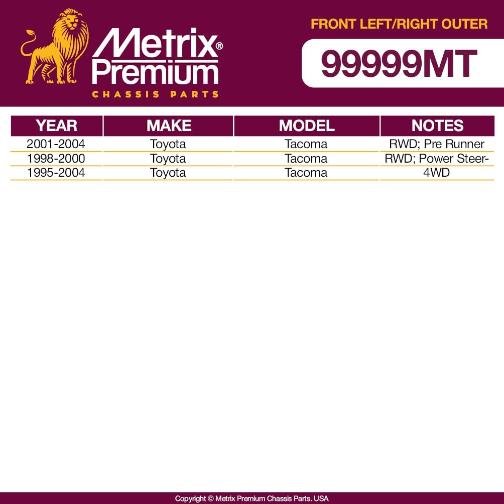 Metrix Premium Chassis Parts Outer Tie Rod End Kit Fits Toyota Tacoma RWD