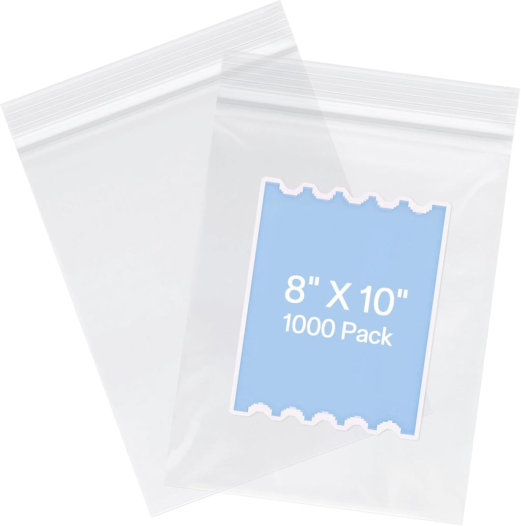 8 X 10 Inch (1000 Pcs) Clear Plastic Reclosable Zipper Poly Bags